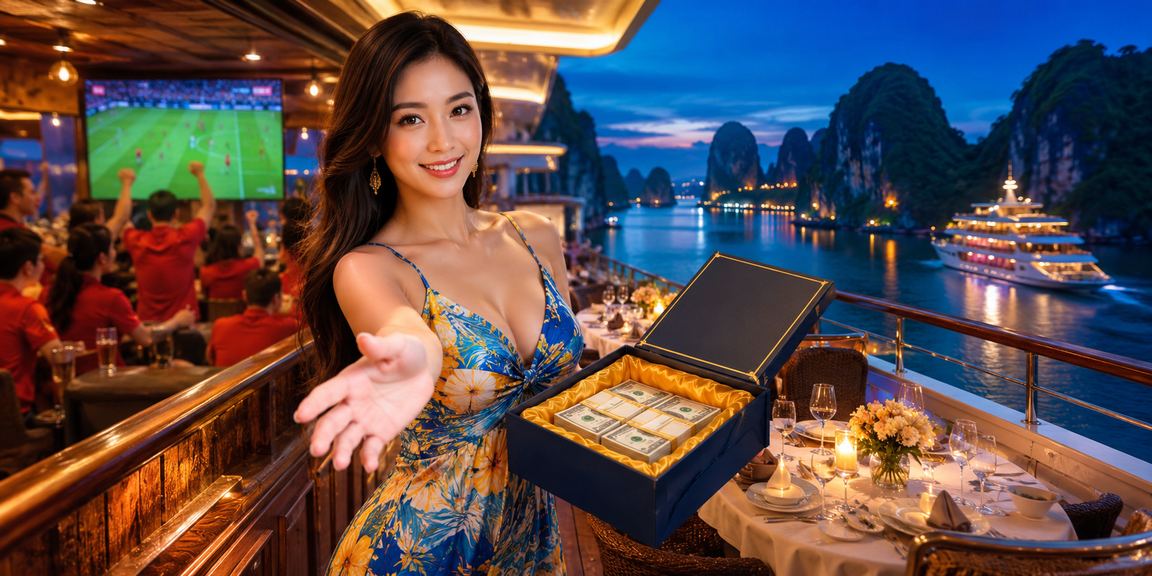 Người dùng nhận ưu đãi VIP trên nền cảnh Vịnh Hạ Long